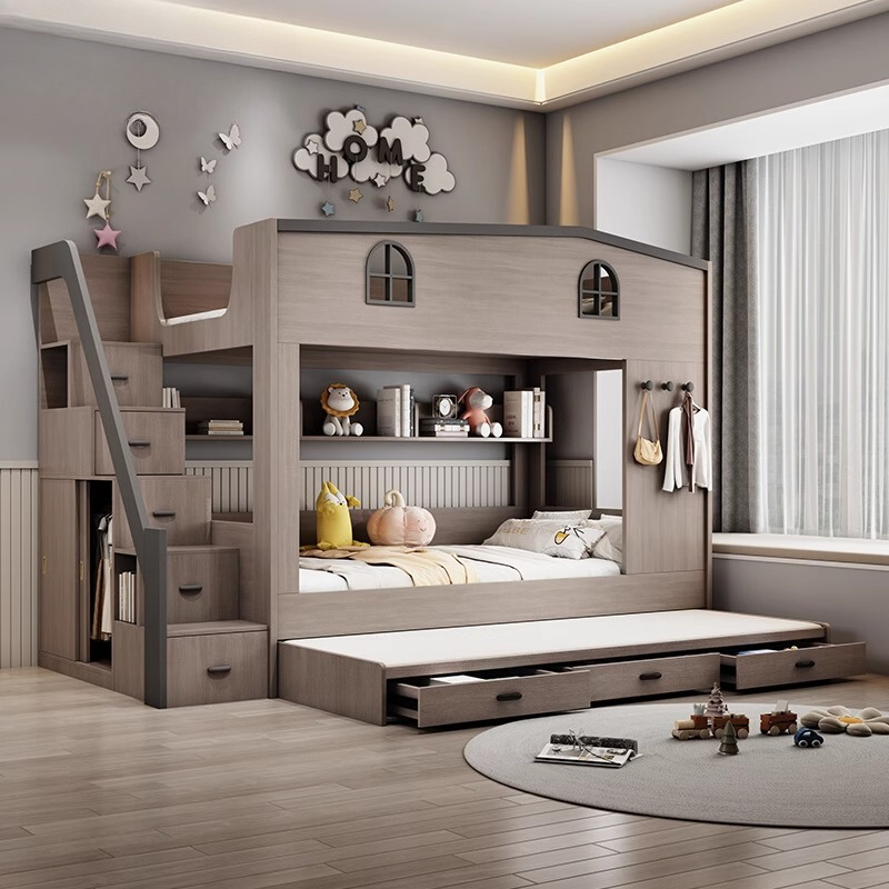 Bunk Bed With Stairs And Slide - Скандинавские двухэтажные детские кровати, деревянные безопасные