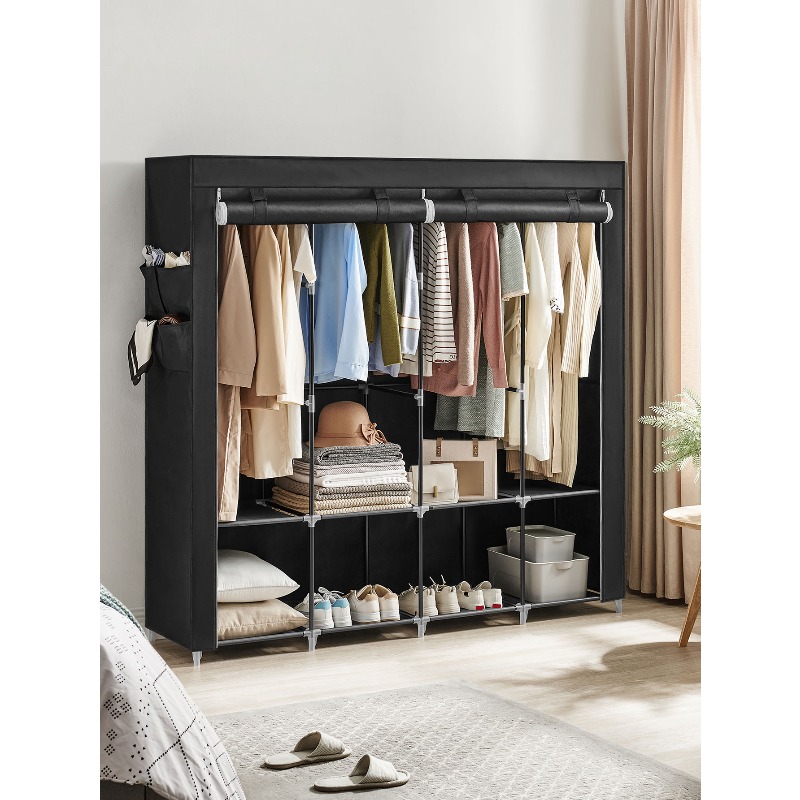 Wardrobe Closet Portable Fabric Cover - Портативный шкаф-гардероб с чехлом, 4 штангами