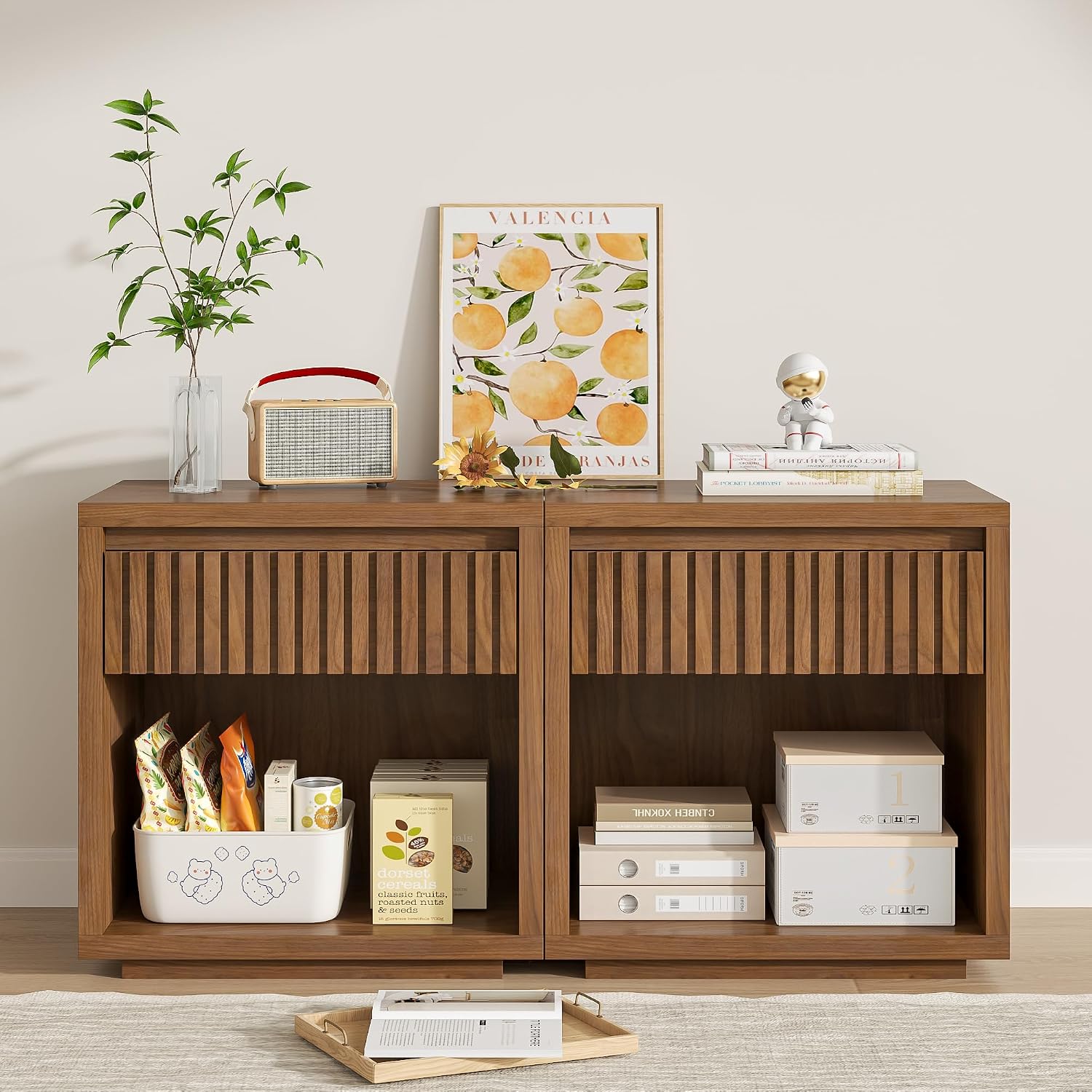 Solid Wood Nightstand 2 Drawers - Комплект из двух прикроватных тумбочек с
