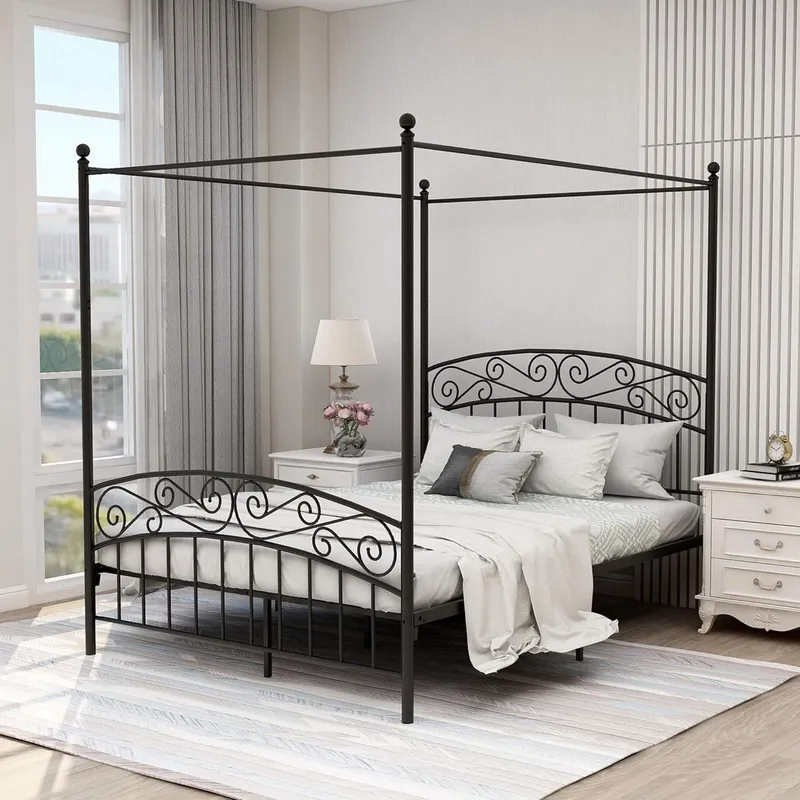 Каркас кровати с балдахином Qu – обзор и цена Canopy Bed Frame Metal Queen