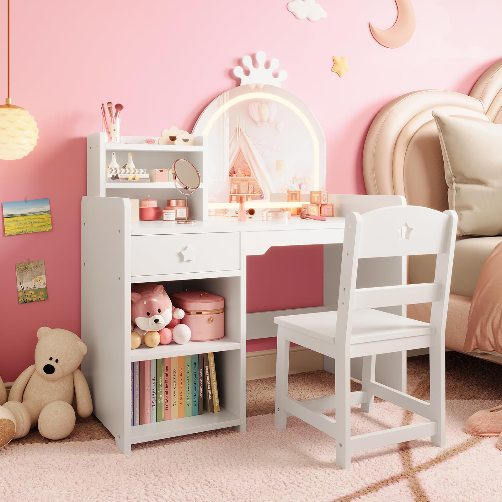 Детский туалетный столик с кре – обзор и цена Dressing Table Vanity With Lighted Mirror
