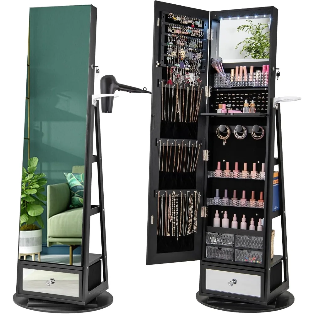 360 °   Поворотный шкаф для юв – обзор и цена Full Length Mirror Jewelry Armoire