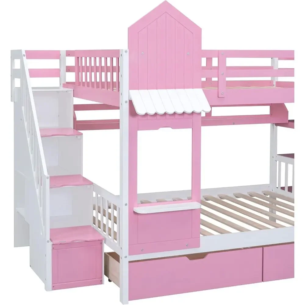 Детская двухъярусная кровать с – обзор и цена Bunk Bed With Stairs And Slide