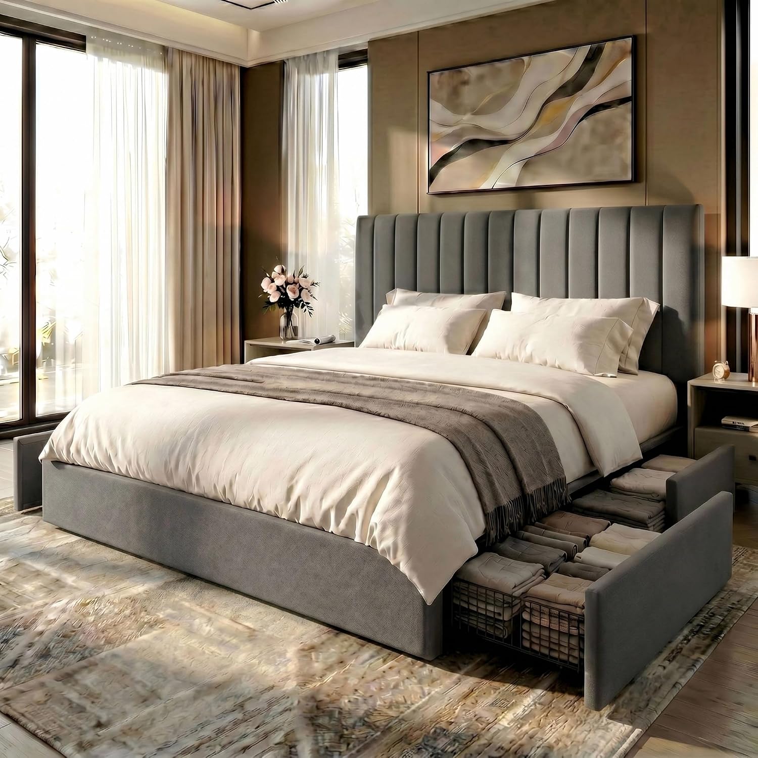 Каркас кровати размера «King S – обзор и цена King Size Bed Frame With Storage Drawers