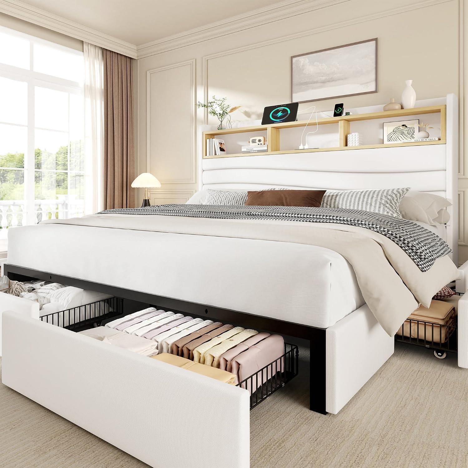 Кровать размера King Size с 6  – обзор и цена King Size Bed Frame With Storage Drawers