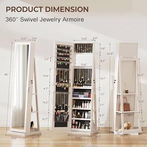 360 °   Вращающийся шкаф для у – обзор и цена Full Length Mirror Jewelry Armoire