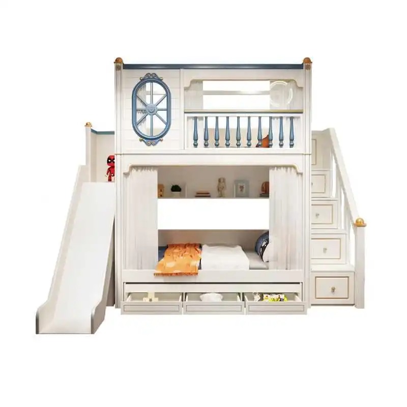 -Для роскошной детской мебели  – обзор и цена Bunk Bed With Stairs And Slide
