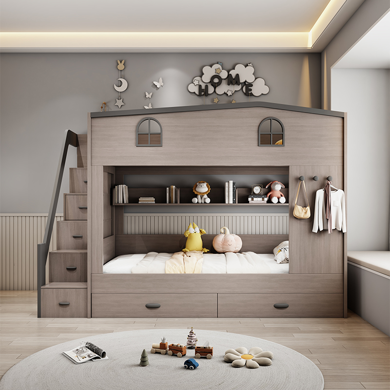 Скандинавские двухэтажные детс – обзор и цена Bunk Bed With Stairs And Slide