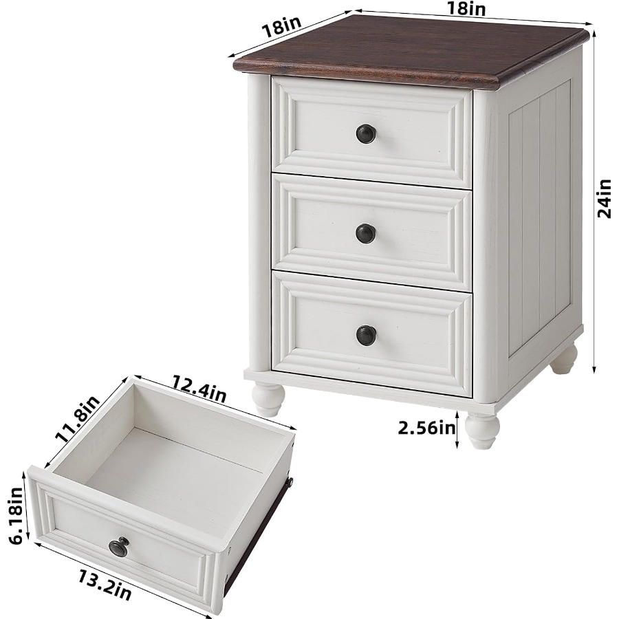 18. Комплект из двух прикроват – обзор и цена Solid Wood Nightstand 2 Drawers