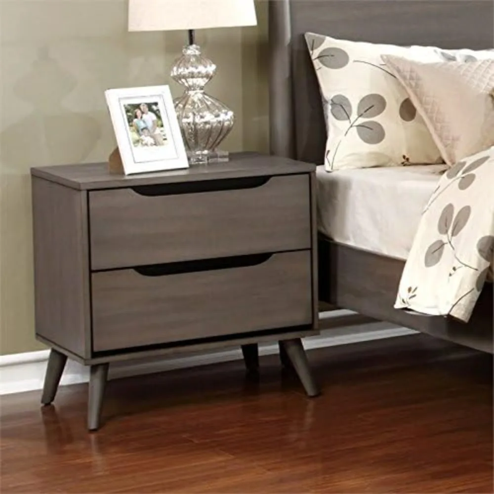 Тумбочка из массива дерева сер – обзор и цена Solid Wood Nightstand 2 Drawers