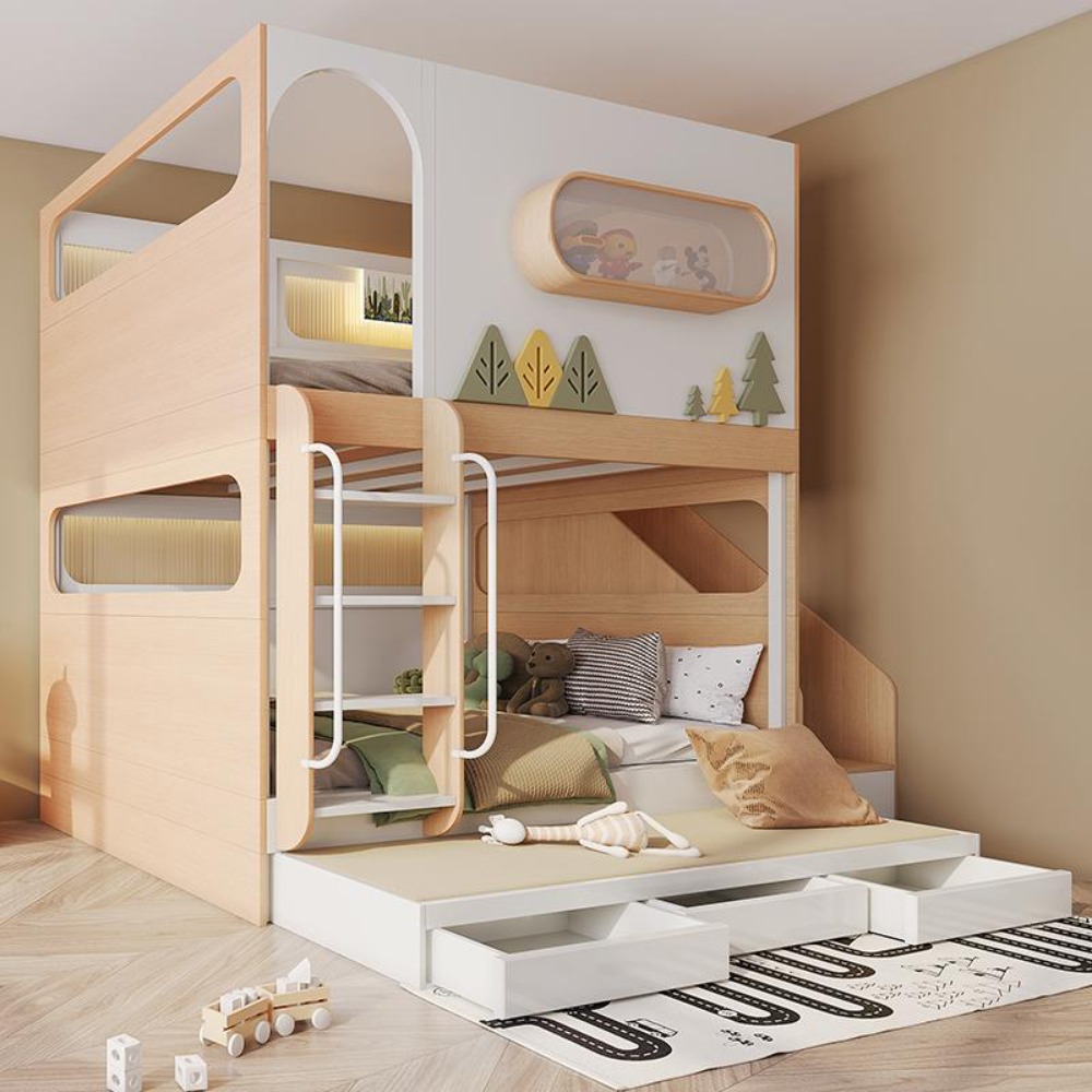 Детская двухъярусная кровать-к – обзор и цена Bunk Bed With Stairs And Slide