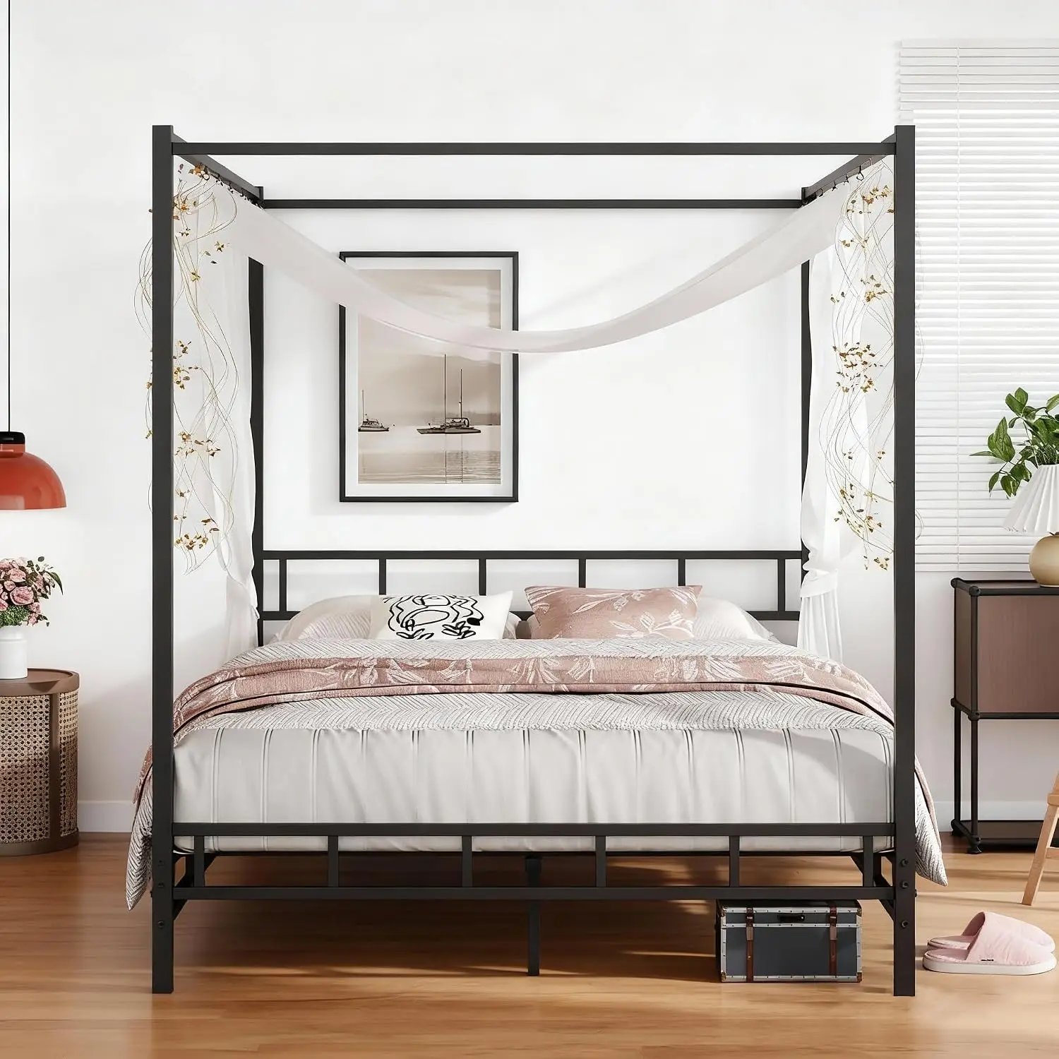 Металлическая кровать с балдах – обзор и цена Canopy Bed Frame Metal Queen