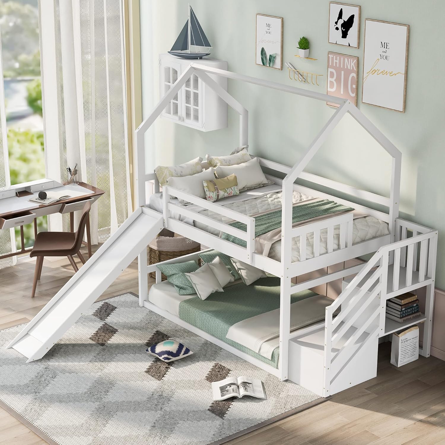 Двухъярусная кровать с горкой  – обзор и цена Bunk Bed With Stairs And Slide