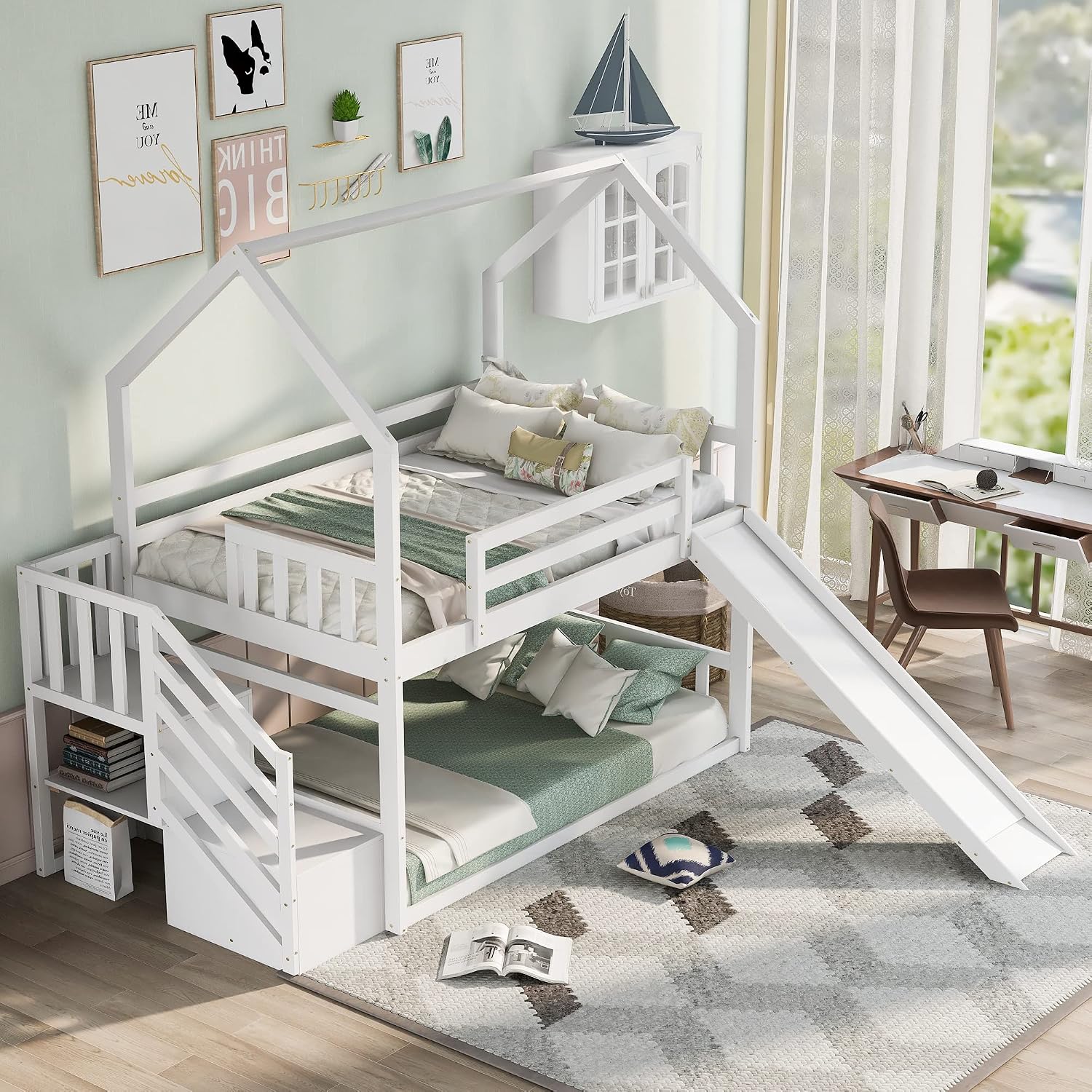 Двухъярусная кровать с горкой  – обзор и цена Bunk Bed With Stairs And Slide