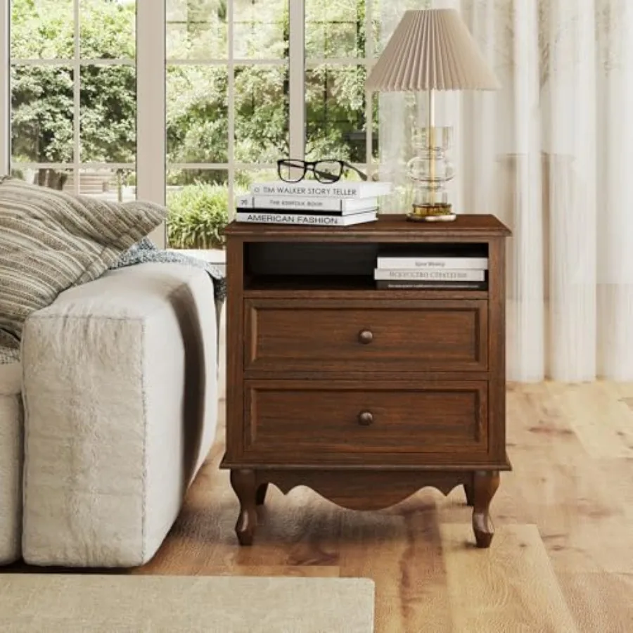 Прикроватная тумбочка из масси – обзор и цена Solid Wood Nightstand 2 Drawers