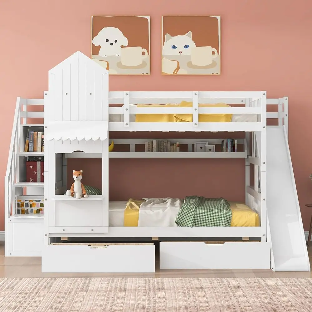 Двухъярусная кровать с двумя о – обзор и цена Bunk Bed With Stairs And Slide