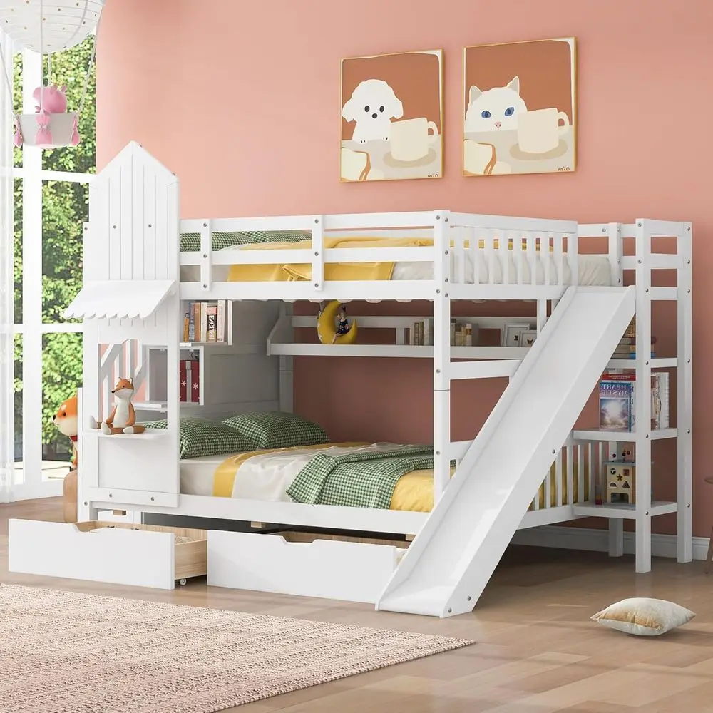 Двухъярусная кровать с двумя о – обзор и цена Bunk Bed With Stairs And Slide