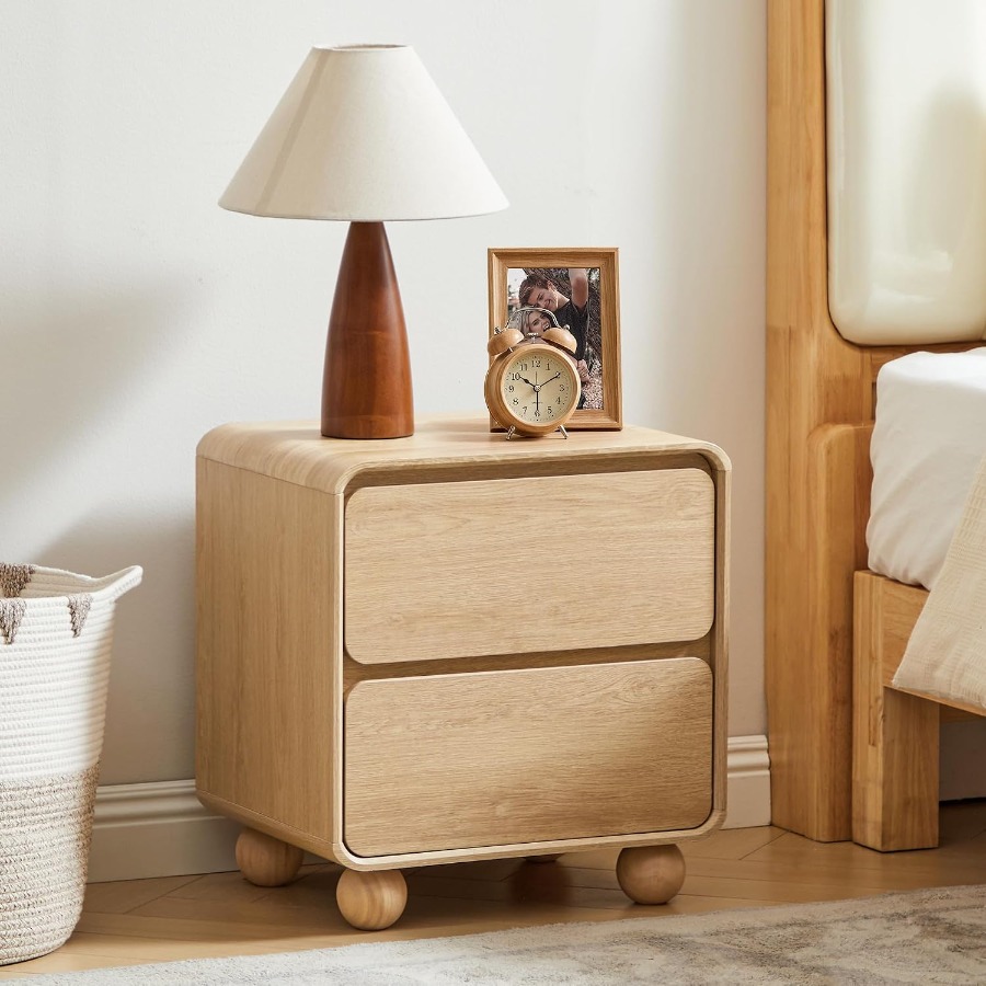 Небольшая прикроватная тумбочк – обзор и цена Solid Wood Nightstand 2 Drawers