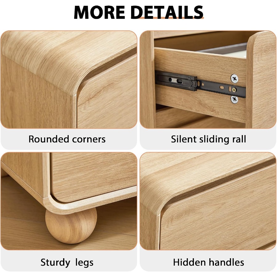 Небольшая прикроватная тумбочк – обзор и цена Solid Wood Nightstand 2 Drawers
